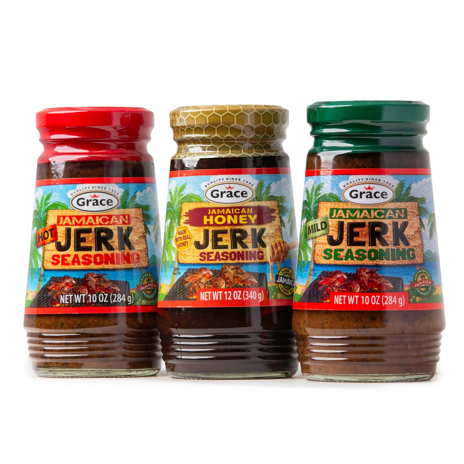 Grace Jerk Paste Hot bottle pour for fiery grilled dishes.