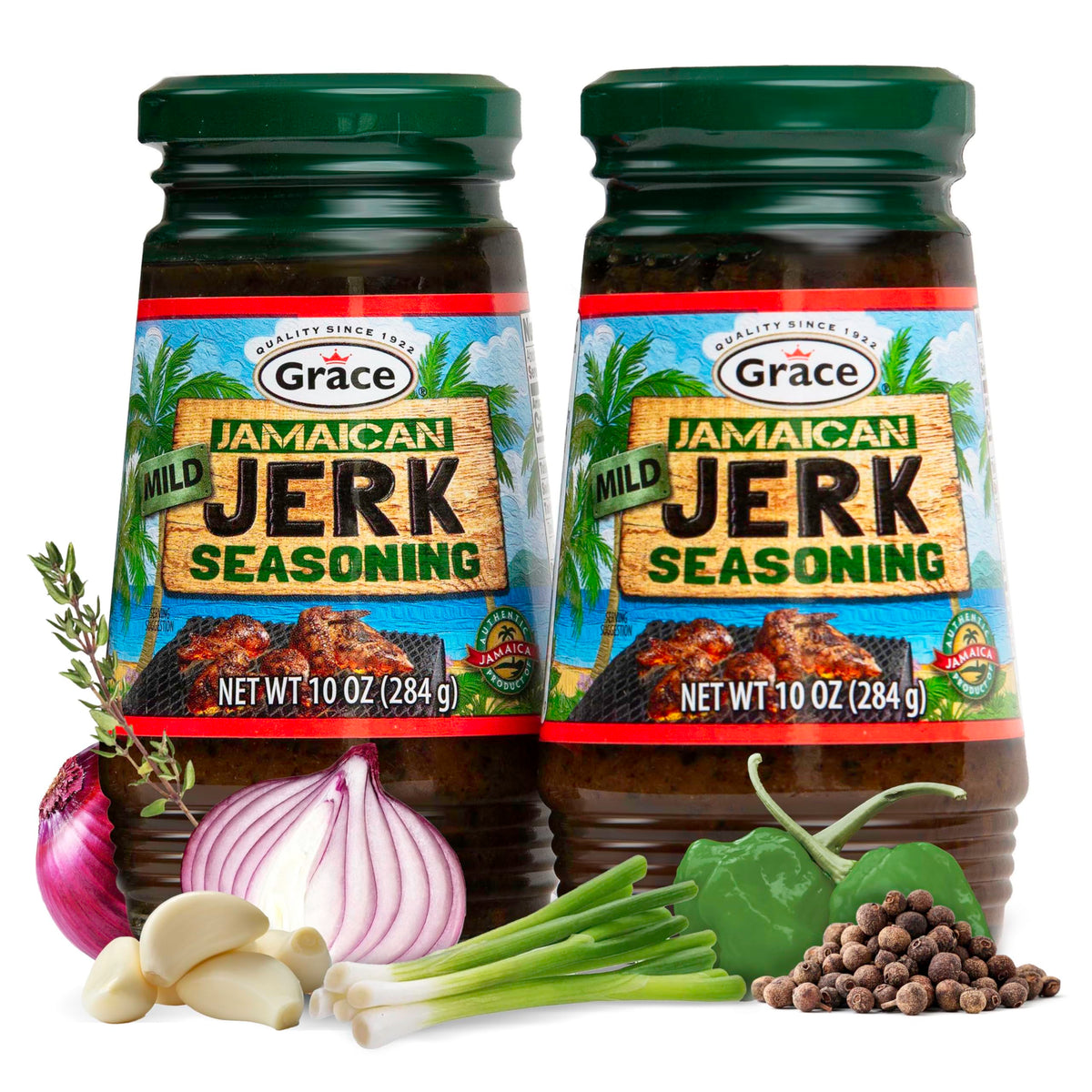 Grace Jamaican Mild Jerk Seasoning bottle front for marinating chicken