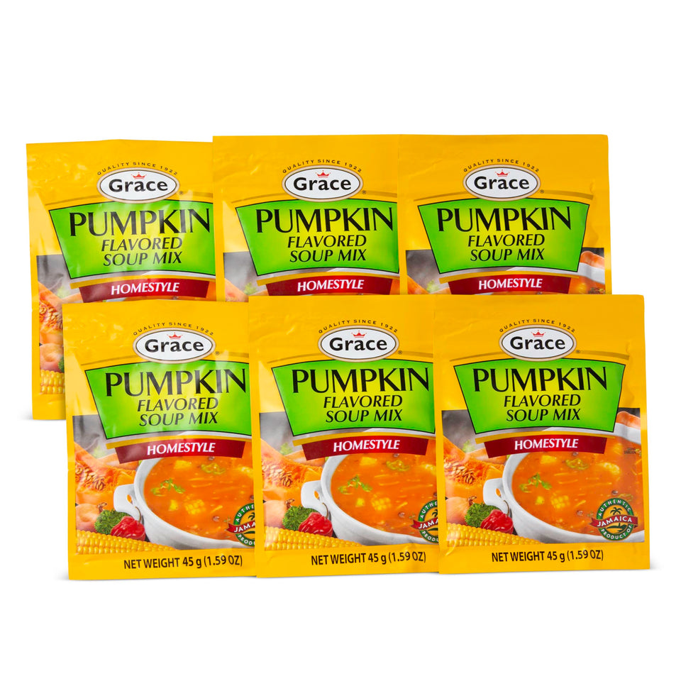 Grace pumpkin-flavored soup mix six-pack ready for quick Caribbean meals