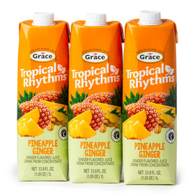 Grace Tropical Rhythms ginger pineapple juice bottle ready to refresh on hot days