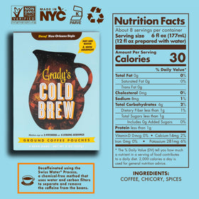 Grady’s Cold Brew bean bags steeping in water for easy cold brew.