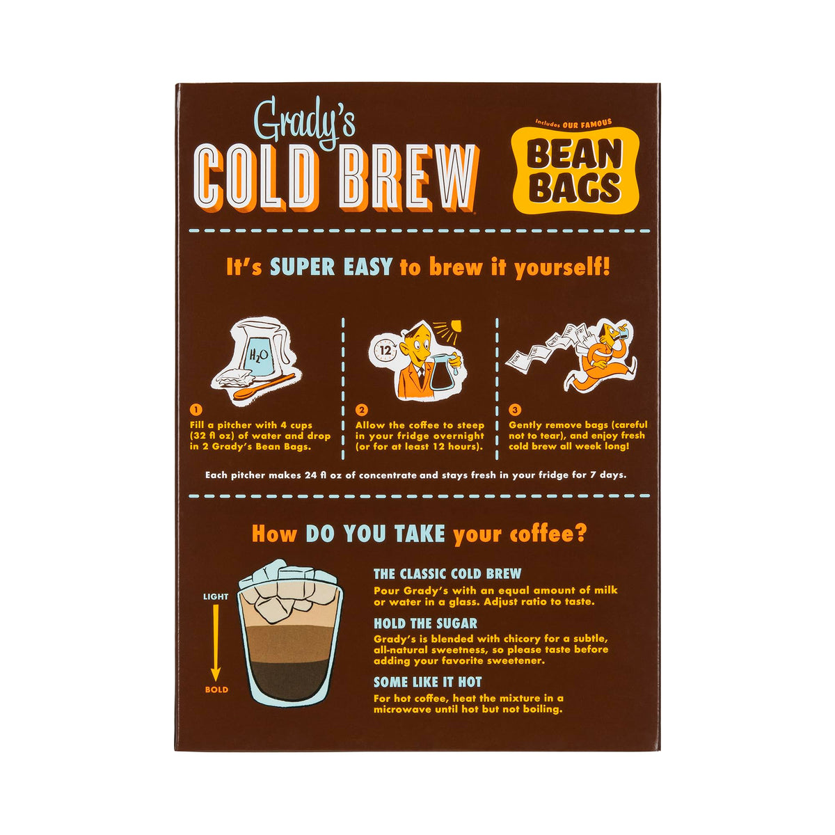 Icy glass of Grady’s Cold Brew showing rich color.