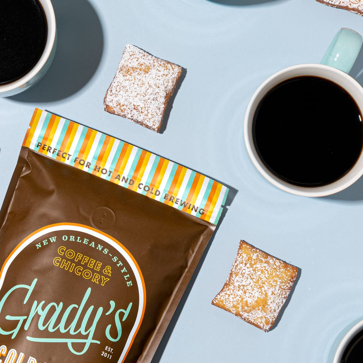 Grady's Cold Brew mug scene highlighting New Orleans flavor