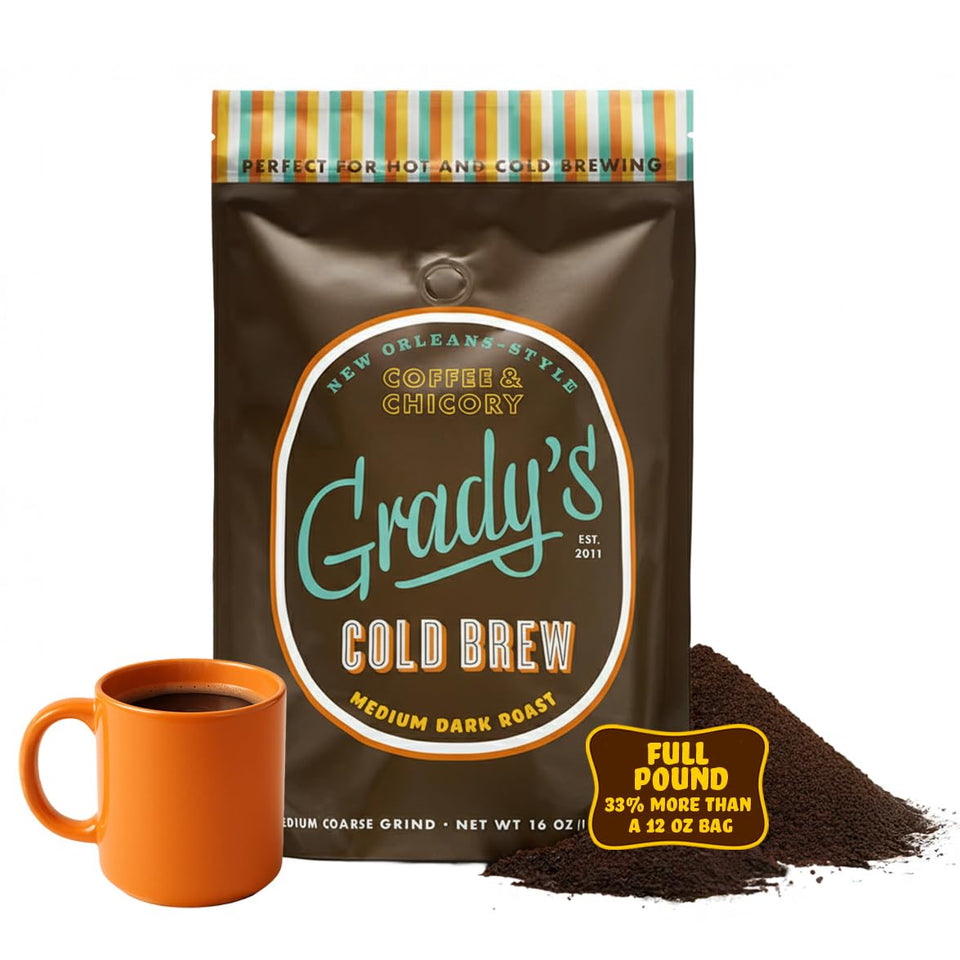 Grady's Cold Brew New Orleans chicory bag for a flavorful, smooth cup