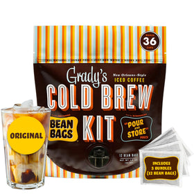 Grady's Cold Brew kit packaging shows all-in-one convenience for quick cold brew