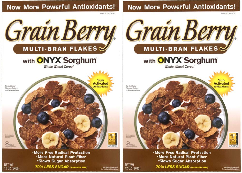 Grain Berry Multi-Bran Flakes pack shot with ONYX Sorghum highlighting organic wholesome breakfast