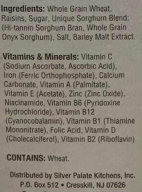 Raisins close-up in Grain Berry Raisin Bran showcase natural sweetness.
