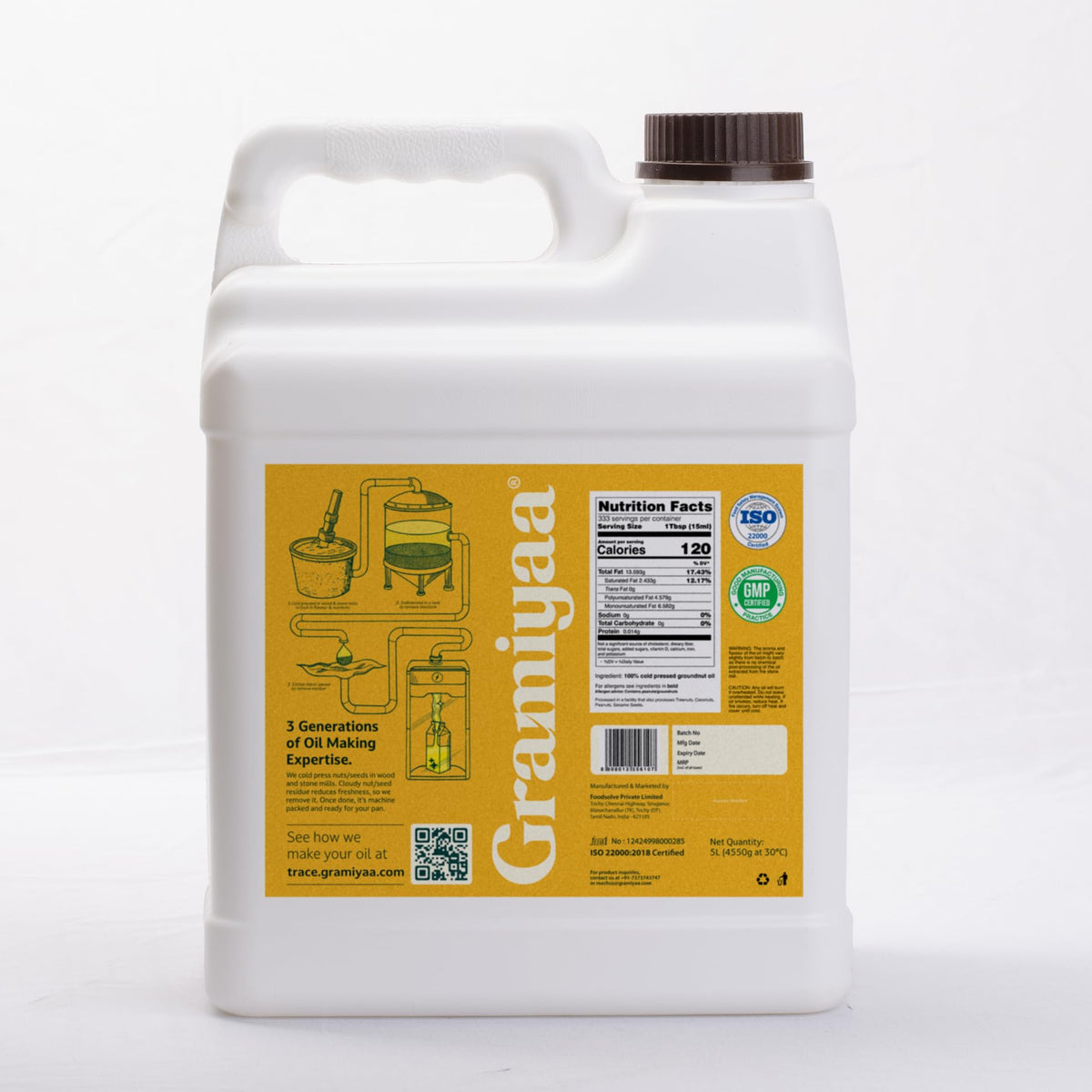 Gramiyaa 5L packaging, easy to store for large households.