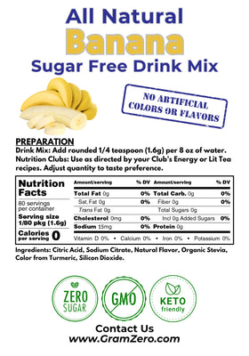 GramZero banana drink mix scoop demonstrates easy portioning for consistent flavors.
