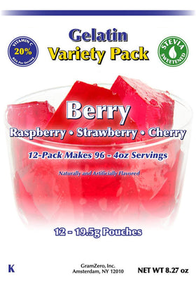GramZero Strawberry Gelatin pouch offers low-carb indulgence with natural sweetener
