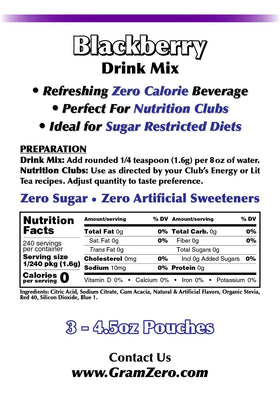 GramZero Blackberry drink mix measuring scoop for accurate flavoring
