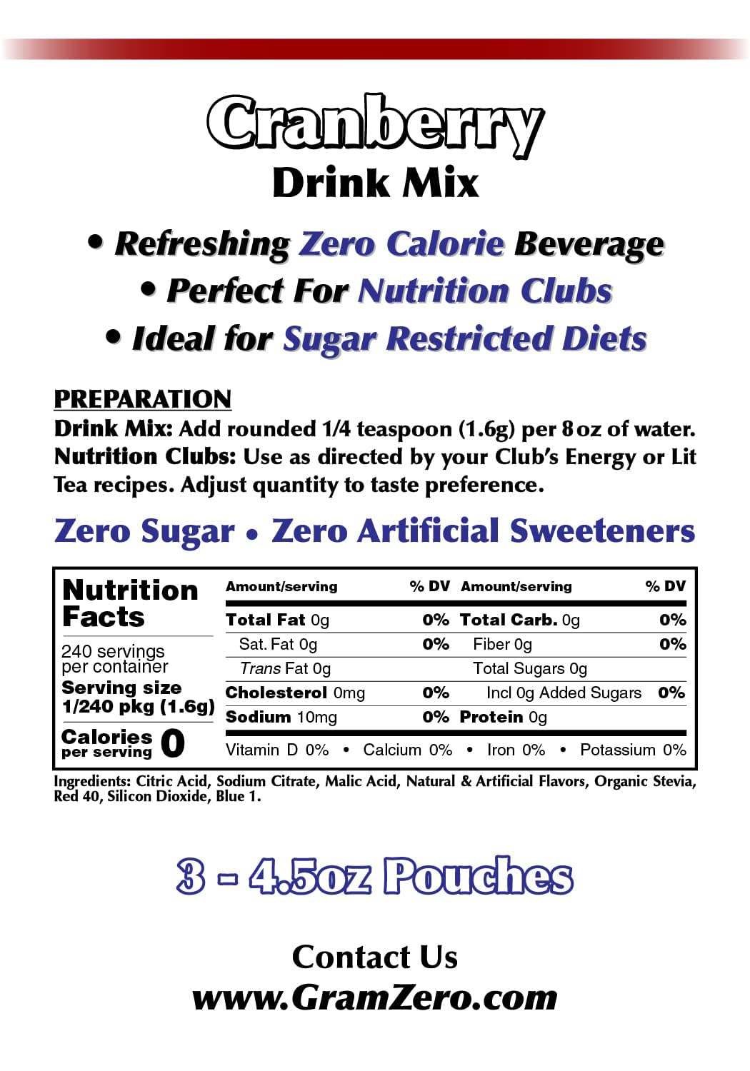 GramZero Cranberry loaded tea creation boosts flavor in nutrition clubs.