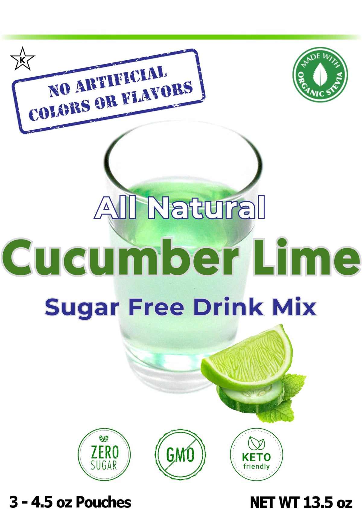 GramZero cucumber lime drink mix being stirred into water for refreshing flavor.