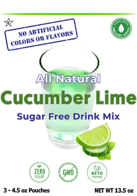 GramZero cucumber lime drink mix being stirred into water for refreshing flavor.