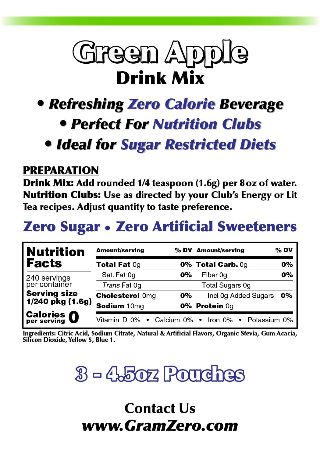 GramZero Green Apple mix used in loaded tea recipes for flavor and energy