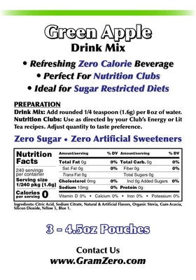 GramZero Green Apple mix used in loaded tea recipes for flavor and energy