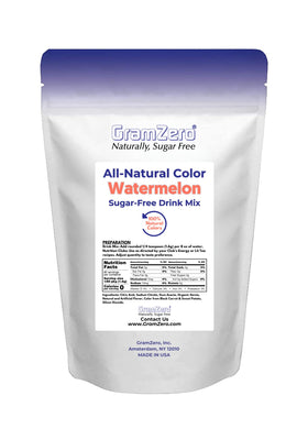 GramZero Watermelon powder highlights natural stevia and low-carb benefits for keto drinks.