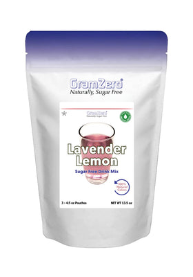 GramZero Lavender Lemon drink mix pack offers zero calories for hydration.