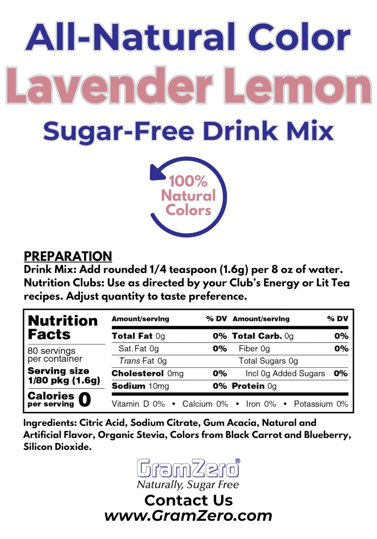GramZero Lavender Lemon ready glass illustrating crisp flavor and hydration.