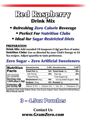 Loaded tea preparation with GramZero raspberry flavor