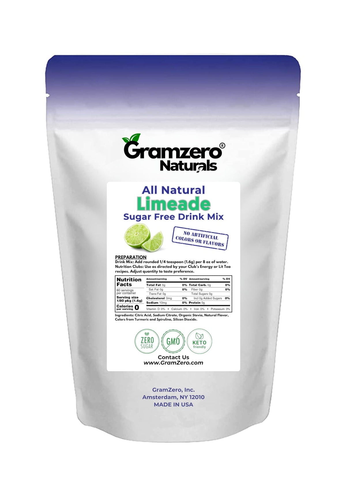 GramZero loaded tea preparation with limeade mix for flavorful energy tea