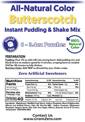 GramZero pudding mix used as flavoring in nutrition club shakes for creamy texture.