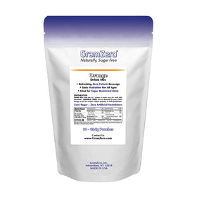 GramZero orange sugar-free drink mix kitchen-scene image for family-friendly low-calorie beverages.