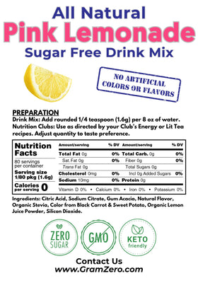 GramZero pink lemonade mixing-stir scene for fast, flavorful zero-calorie beverages.