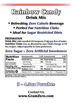 GramZero Rainbow Candy stirred into water for keto-friendly refreshment.