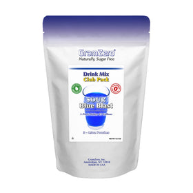 GramZero Sour Blue Blast master pouch flavors zero-calorie drinks with organic stevia.