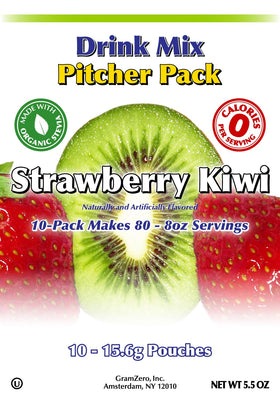 GramZero Strawberry Kiwi sugar-free drink mix 80-serving pouch for hydration at home