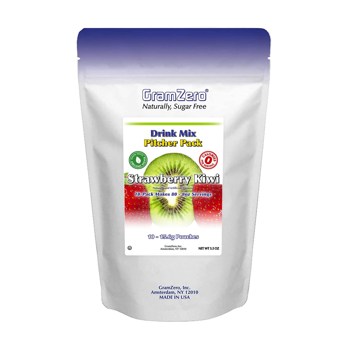 GramZero Strawberry Kiwi sugar-free drink mix pitcher pack for keto hydration