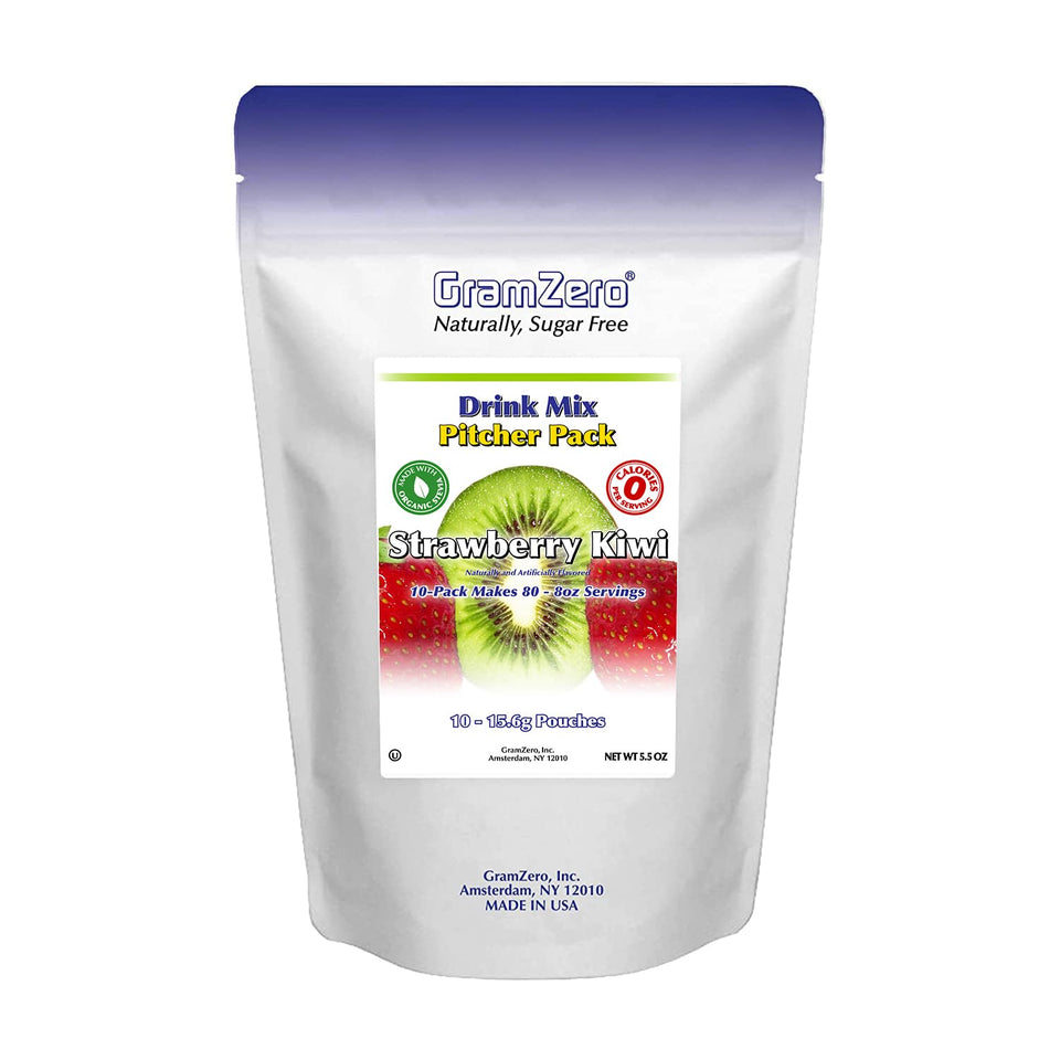 GramZero Strawberry Kiwi sugar-free drink mix pitcher pack for keto hydration