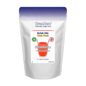 GramZero strawberry drink mix pack dissolving in water for zero calories