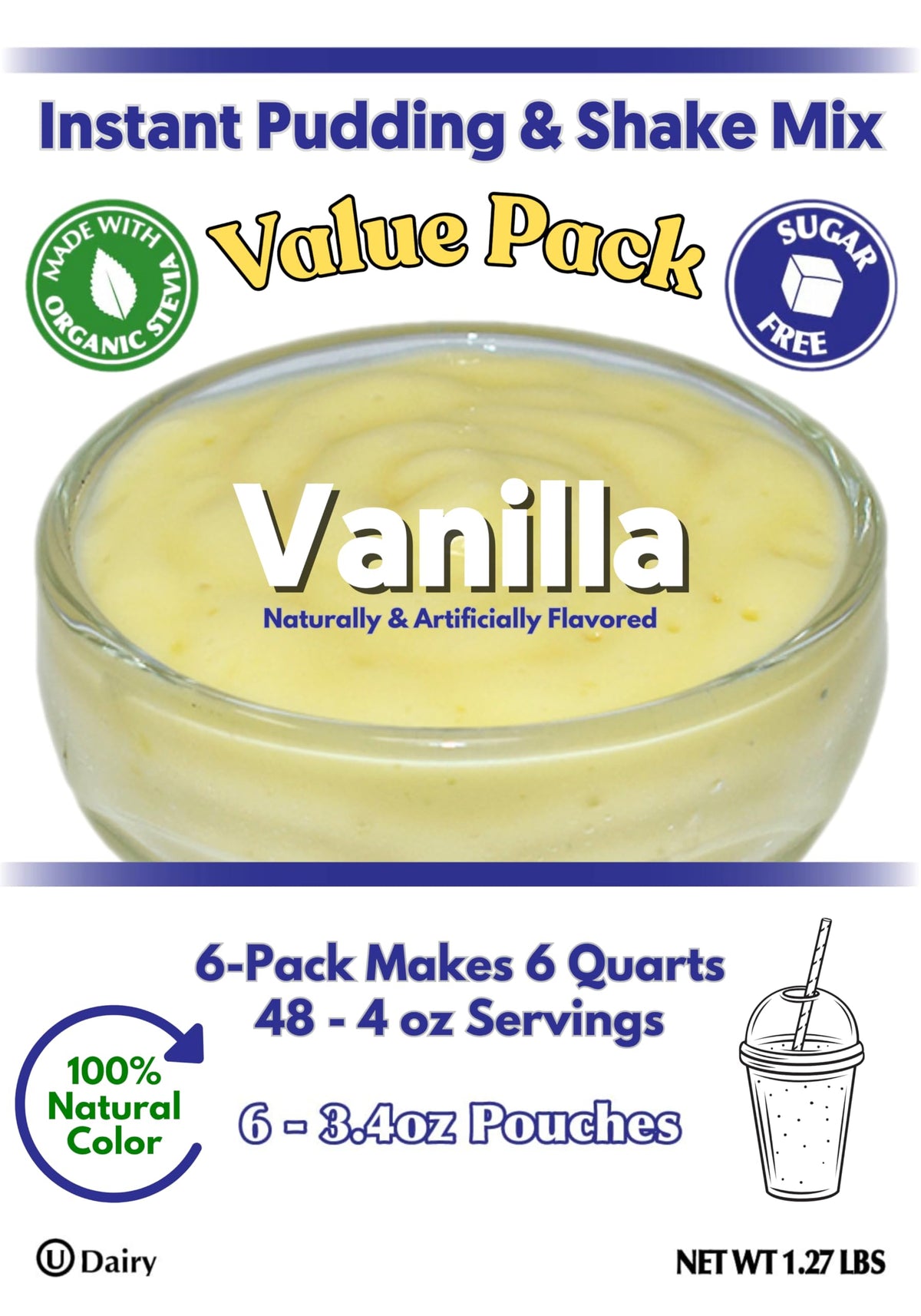 GramZero Vanilla Sugar Free Pudding inner pouch for easy meal replacement shakes