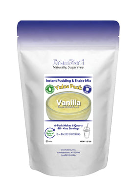 GramZero Vanilla Sugar Free Pudding master pouch for quick low-carb dessert prep