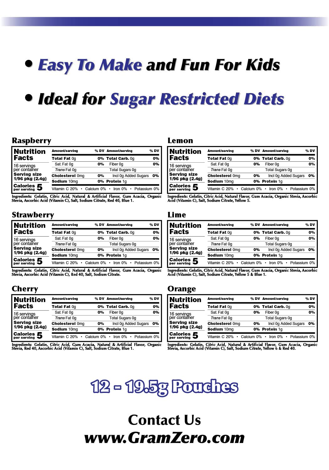 GramZero Lemon gelatin mix adds citrus flavor to keto desserts with zero carbs.