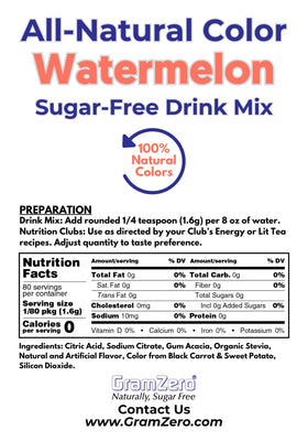 Pour GramZero Watermelon drink mix into a glass of water for a refreshing, sugar-free sip.