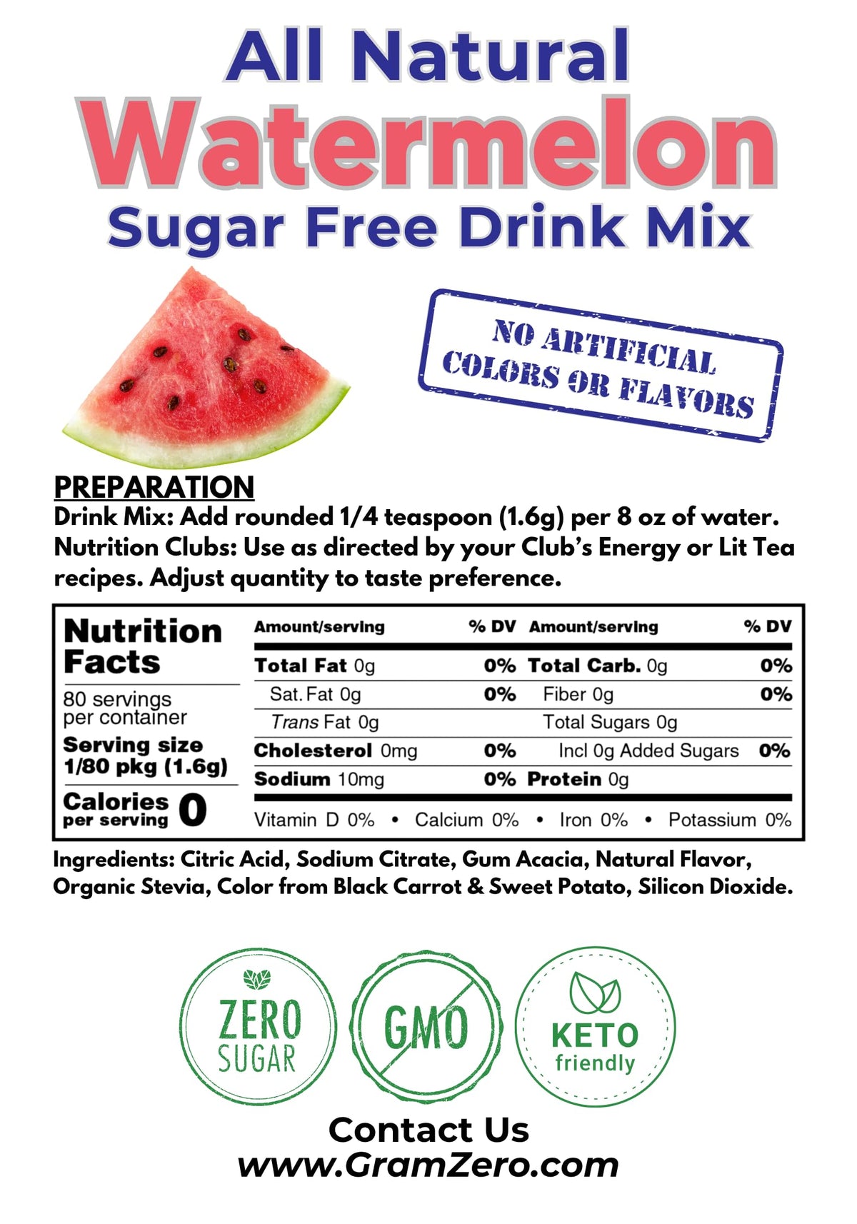 GramZero Watermelon Drink Mix scoop-dispense enables quick, mess-free servings for on-the-go hydration.