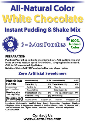 GramZero pudding mix being poured into milk, quick sugar-free dessert in minutes.