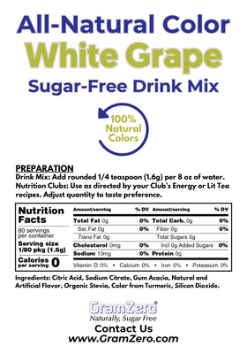 GramZero White Grape drink in glass demonstrates keto-friendly, sugar-free refreshment.