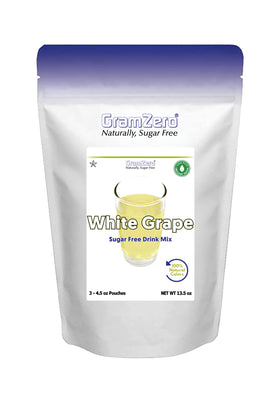 GramZero White Grape powder pouch for zero-calorie flavoring in water.