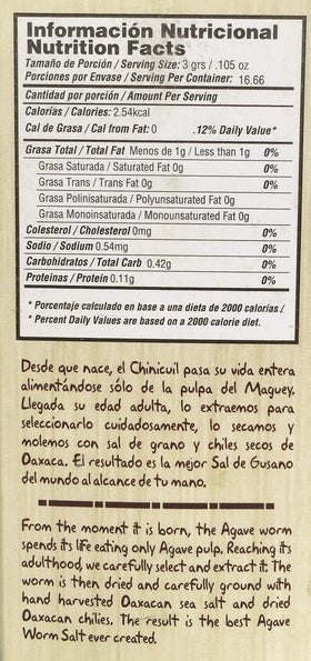 Gran Mitla Sal de Gusano agave worm and chili salt finish for mezcal