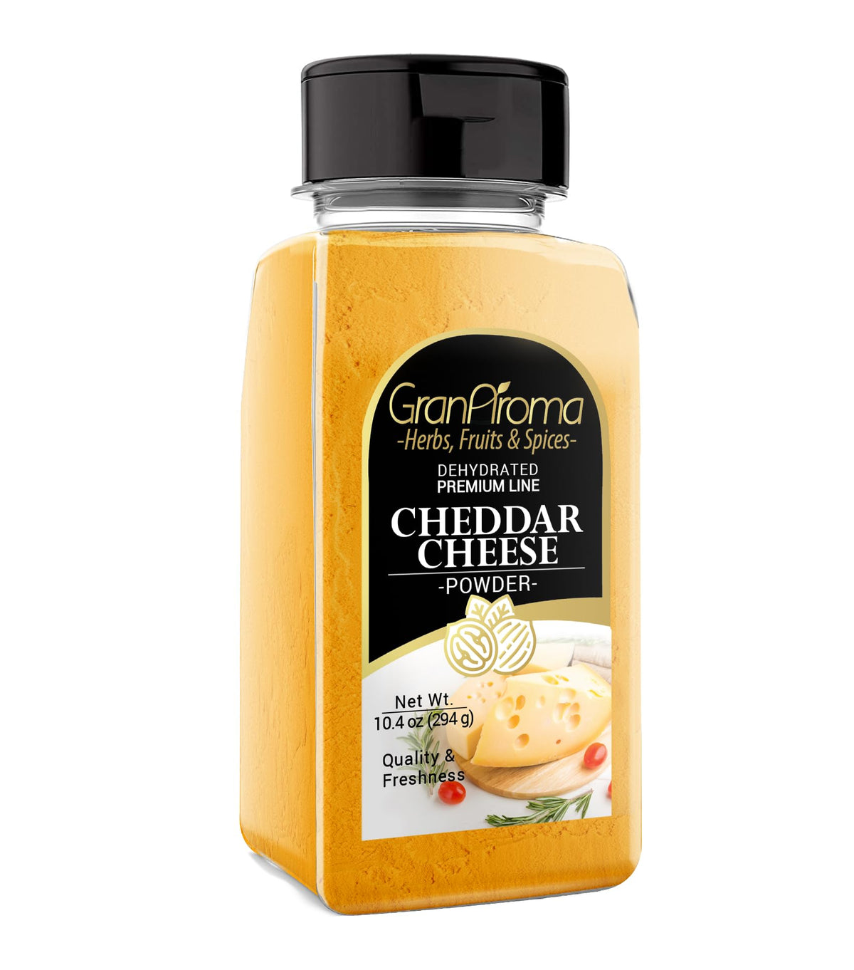 GranAroma Cheddar Cheese Powder bottle front with pure cheddar flavor
