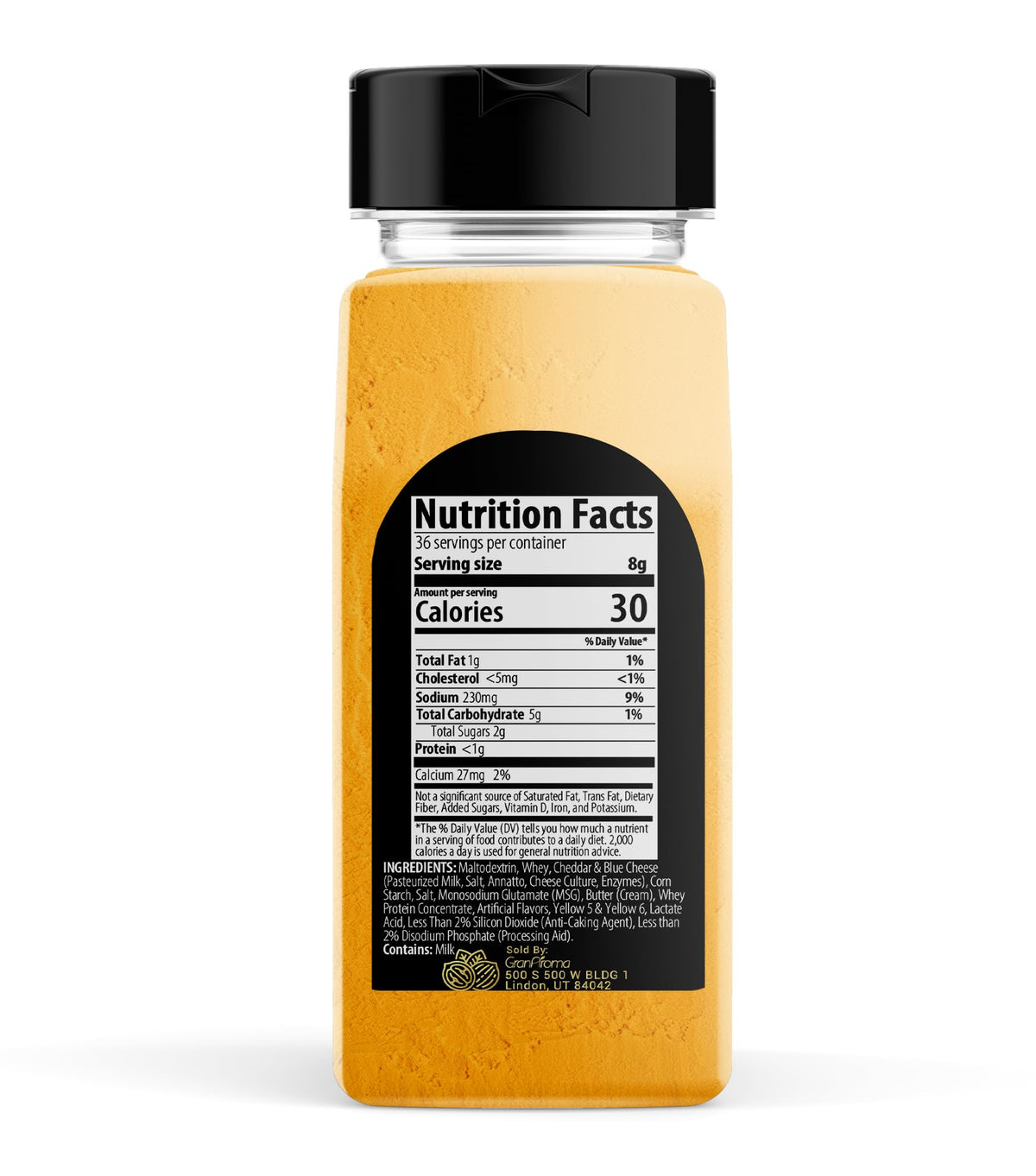 GranAroma cheddar powder dusted over macaroni for creamy cheddar finish