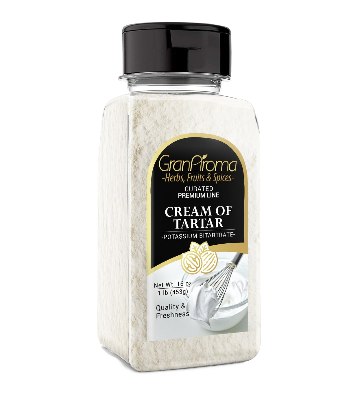 GranAroma Cream of Tartare shaker jar for precise baking measurements and freshness