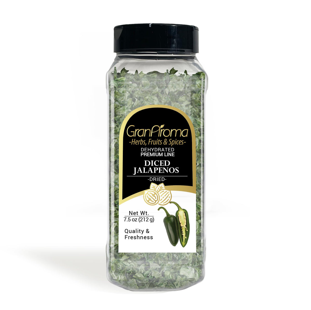 GranAroma dried jalapenos in a bag for bold, authentic flavor.