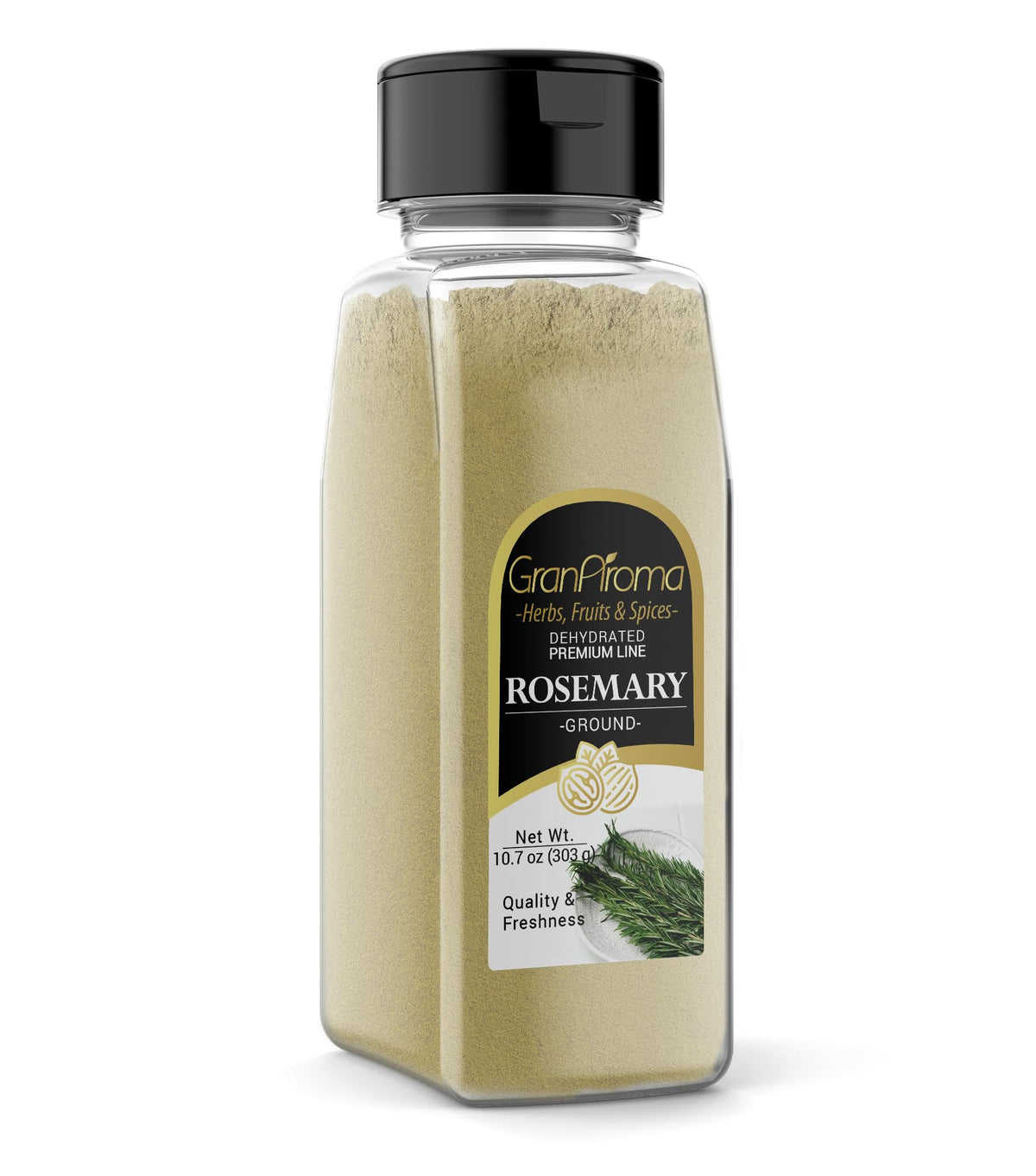 GranAroma ground rosemary shaker jar for quick, even seasoning during cooking.