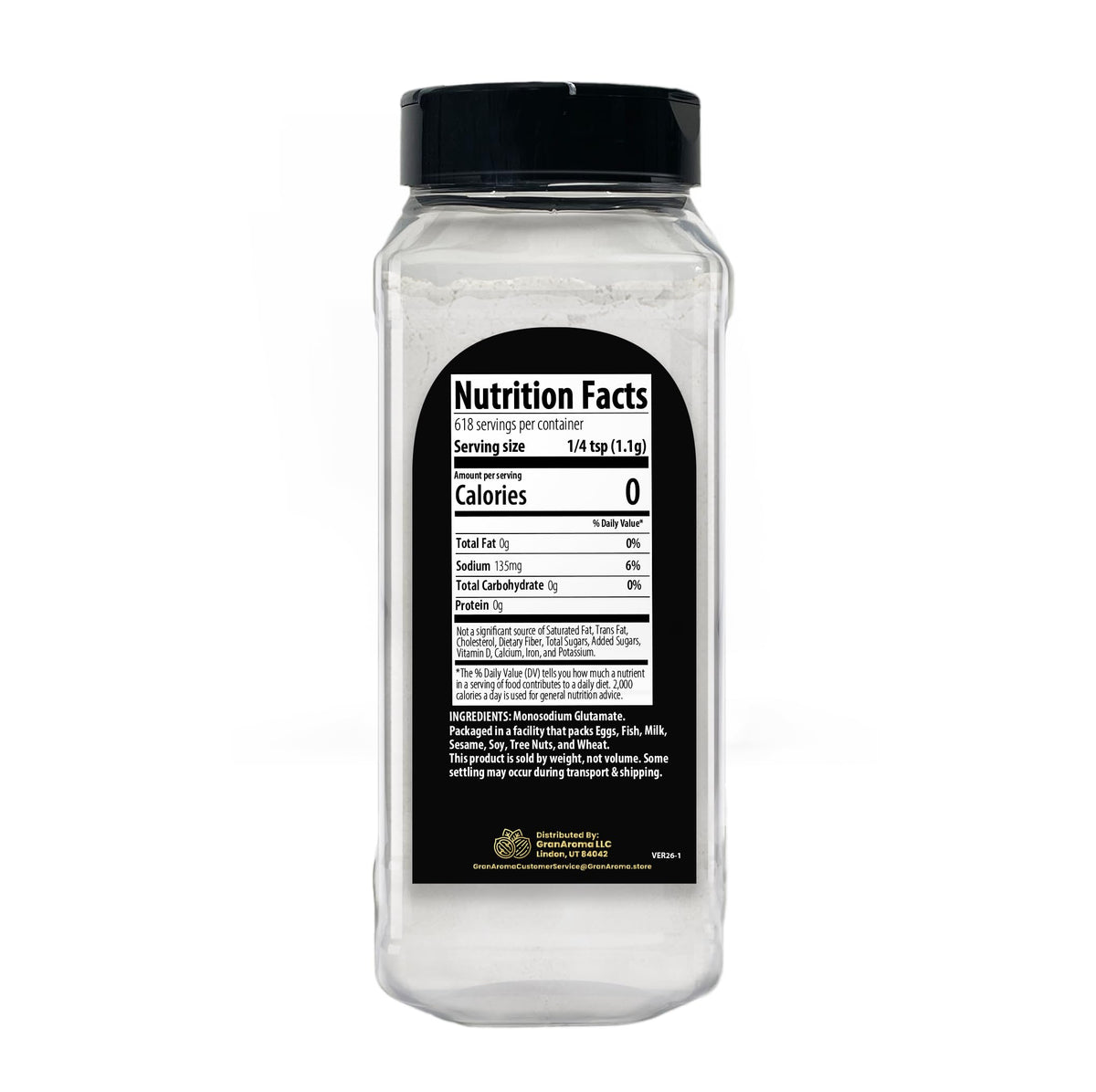 GranAroma MSG Powder 24oz packaging image highlighting convenient USA-packaged flavor enhancer