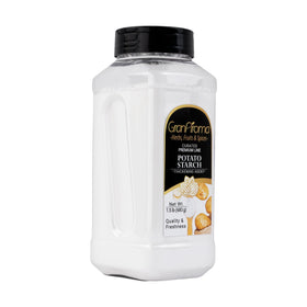 Pantry display of packaging options for GranAroma Potato Starch